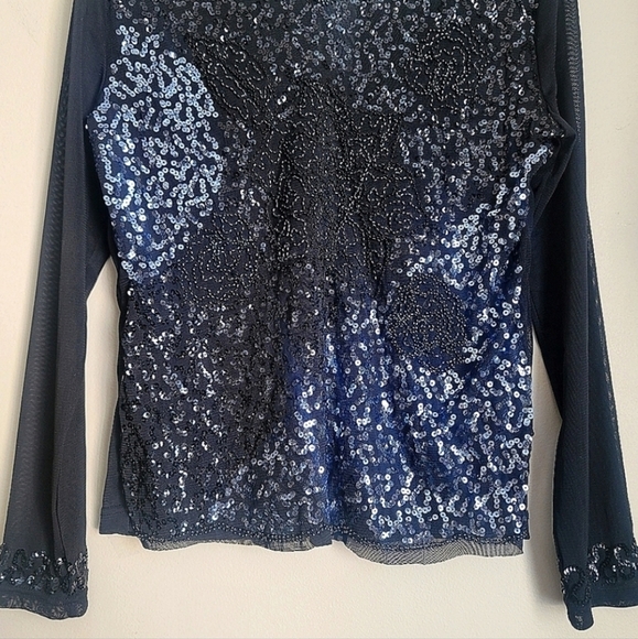 NWT Melanie Lyne Textured Sequins Chiffon Long Sleeve Top  Size Medium - Picture 4 of 13